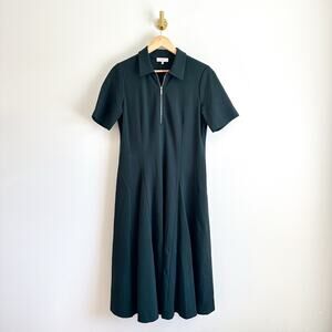 Lafayette 148  York Fallon Collared Short Sleeve Midi Dress Green 10